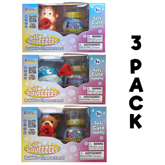 Lil' Squeezers Souffleurs de bulles en forme d'animaux - Lot de 3